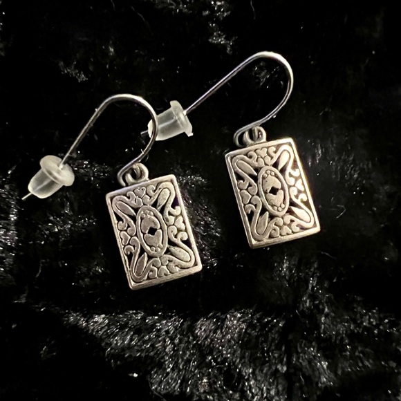 Retired “Premier Designs” Ornate Silver-Plated Earrings (Stamped) - Picture 2 of 4